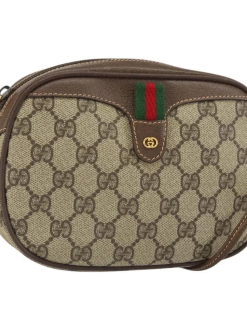 GUCCI GG Supreme Web Sherry Line Bag PVC Beige Gold 007 58 6112 1030 Auth 163653 - Picture 2 of 16